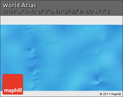 Shaded Relief 3D Map of the Area around 52° 38' 10" S, 131° 49' 29" E
