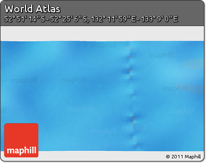 Physical 3D Map of the Area around 52° 38' 10" S, 132° 40' 30" E