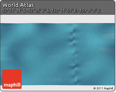Satellite 3D Map of the Area around 52° 38' 10" S, 132° 40' 30" E