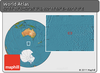 Satellite Location Map of the Area around 52° 38' 10" S, 132° 40' 30" E