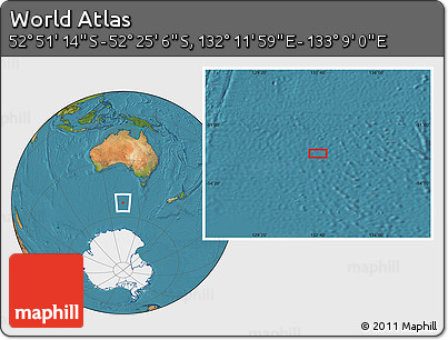 Satellite Location Map of the Area around 52° 38' 10" S, 132° 40' 30" E