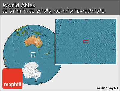 Satellite Location Map of the Area around 52° 38' 10" S, 132° 40' 30" E
