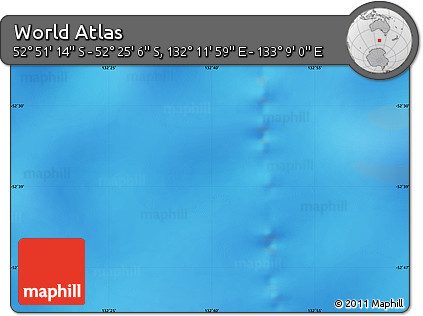 Physical Map of the Area around 52° 38' 10" S, 132° 40' 30" E