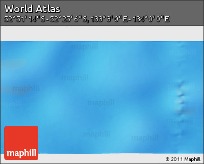 Shaded Relief 3D Map of the Area around 52° 38' 10" S, 133° 31' 30" E
