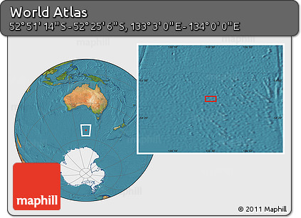 Satellite Location Map of the Area around 52° 38' 10" S, 133° 31' 30" E