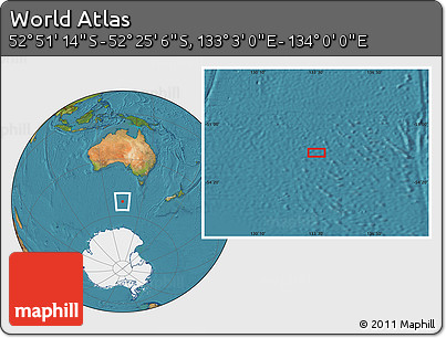 Satellite Location Map of the Area around 52° 38' 10" S, 133° 31' 30" E