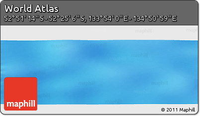 Physical Panoramic Map of the Area around 52° 38' 10" S, 134° 22' 30" E