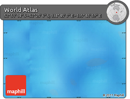 Physical Map of the Area around 52° 38' 10" S, 135° 13' 29" E