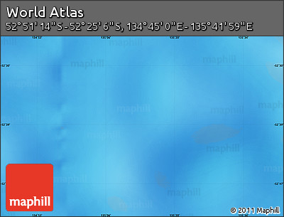 Physical Map of the Area around 52° 38' 10" S, 135° 13' 29" E