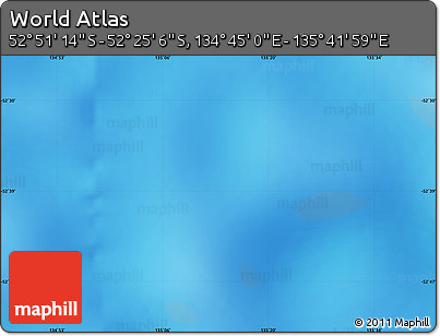 Physical Map of the Area around 52° 38' 10" S, 135° 13' 29" E