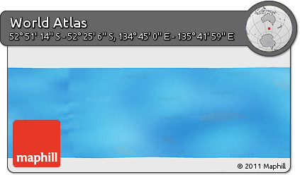 Physical Panoramic Map of the Area around 52° 38' 10" S, 135° 13' 29" E