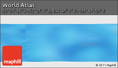 Physical Panoramic Map of the Area around 52° 38' 10" S, 135° 13' 29" E