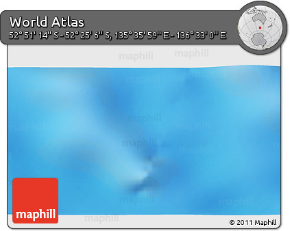 Shaded Relief 3D Map of the Area around 52° 38' 10" S, 136° 4' 29" E