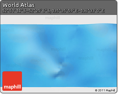 Shaded Relief 3D Map of the Area around 52° 38' 10" S, 136° 4' 29" E
