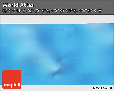 Shaded Relief 3D Map of the Area around 52° 38' 10" S, 136° 4' 29" E