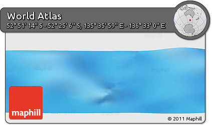 Shaded Relief Panoramic Map of the Area around 52° 38' 10" S, 136° 4' 29" E