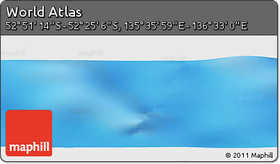 Shaded Relief Panoramic Map of the Area around 52° 38' 10" S, 136° 4' 29" E