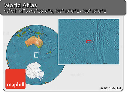 Satellite Location Map of the Area around 52° 38' 10" S, 137° 46' 30" E