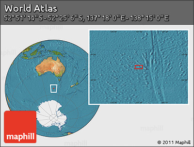 Satellite Location Map of the Area around 52° 38' 10" S, 137° 46' 30" E