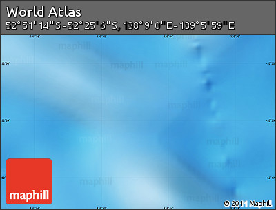 Physical Map of the Area around 52° 38' 10" S, 138° 37' 30" E