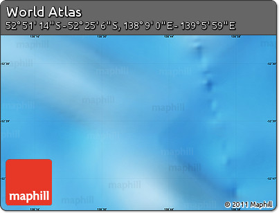 Physical Map of the Area around 52° 38' 10" S, 138° 37' 30" E