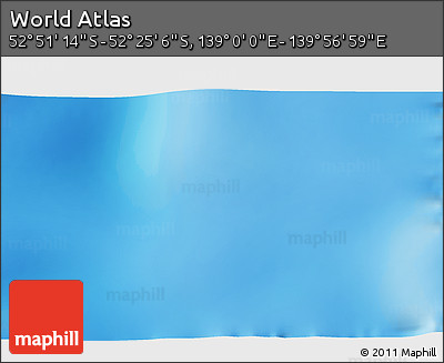 Physical 3D Map of the Area around 52° 38' 10" S, 139° 28' 29" E