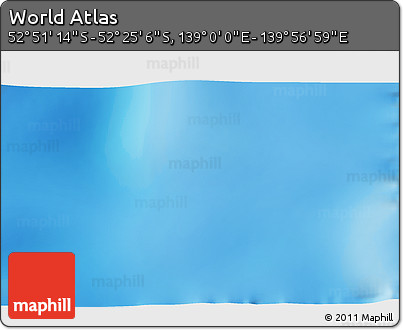 Shaded Relief 3D Map of the Area around 52° 38' 10" S, 139° 28' 29" E