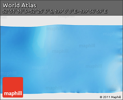 Shaded Relief 3D Map of the Area around 52° 38' 10" S, 139° 28' 29" E
