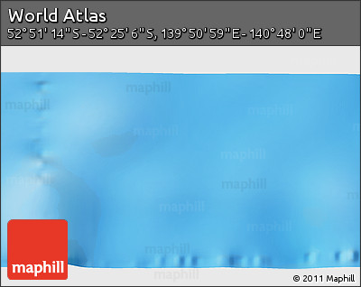 Physical 3D Map of the Area around 52° 38' 10" S, 140° 19' 29" E