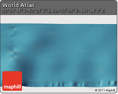 Satellite 3D Map of the Area around 52° 38' 10" S, 140° 19' 29" E