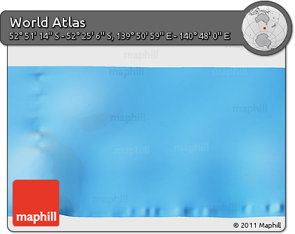 Shaded Relief 3D Map of the Area around 52° 38' 10" S, 140° 19' 29" E