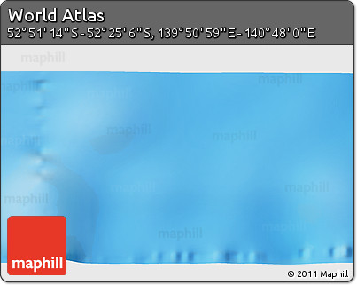 Shaded Relief 3D Map of the Area around 52° 38' 10" S, 140° 19' 29" E