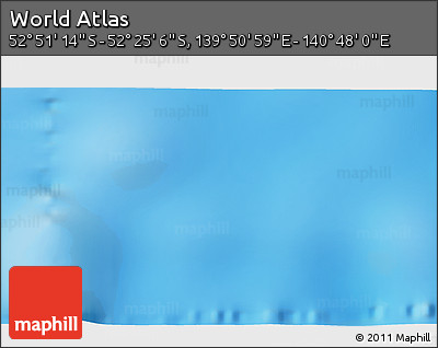 Shaded Relief 3D Map of the Area around 52° 38' 10" S, 140° 19' 29" E