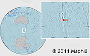 Gray Location Map of the area around 52° 38' 10" S, 140° 19' 29" E, hill shading