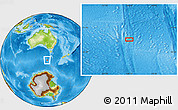 Physical Location Map of the area around 52° 38' 10" S, 140° 19' 29" E