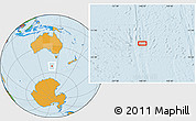 Political Location Map of the area around 52° 38' 10" S, 140° 19' 29" E