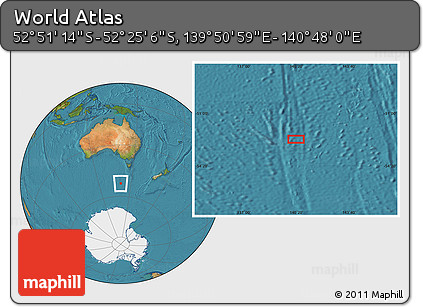Satellite Location Map of the Area around 52° 38' 10" S, 140° 19' 29" E