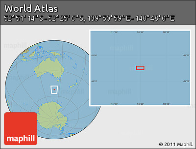 Savanna Style Location Map of the Area around 52° 38' 10" S, 140° 19' 29" E