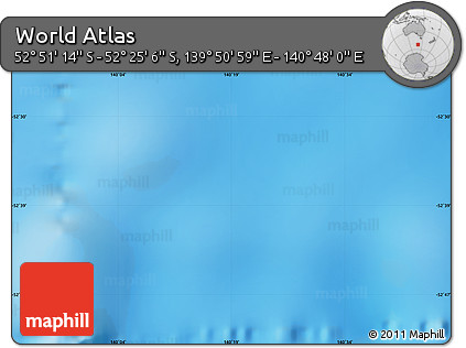 Physical Map of the Area around 52° 38' 10" S, 140° 19' 29" E