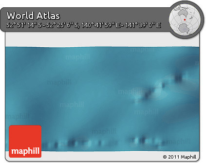 Satellite 3D Map of the Area around 52° 38' 10" S, 141° 10' 30" E