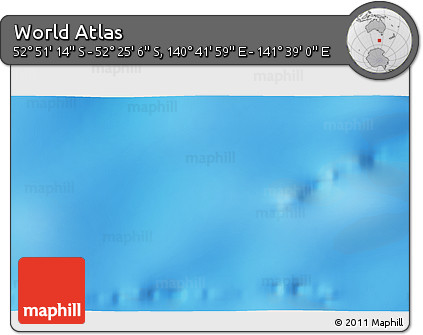Shaded Relief 3D Map of the Area around 52° 38' 10" S, 141° 10' 30" E