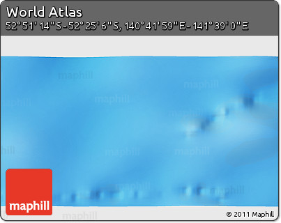 Shaded Relief 3D Map of the Area around 52° 38' 10" S, 141° 10' 30" E
