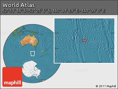 Satellite Location Map of the Area around 52° 38' 10" S, 141° 10' 30" E