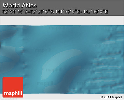 Satellite 3D Map of the Area around 52° 38' 10" S, 142° 1' 30" E