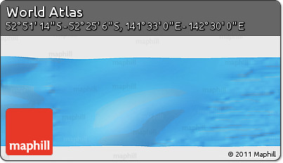 Physical Panoramic Map of the Area around 52° 38' 10" S, 142° 1' 30" E