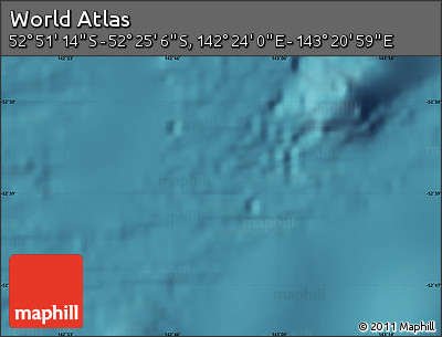 Satellite Map of the Area around 52° 38' 10" S, 142° 52' 30" E