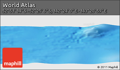 Physical Panoramic Map of the Area around 52° 38' 10" S, 142° 52' 30" E