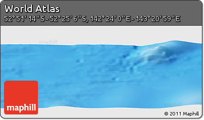 Physical Panoramic Map of the Area around 52° 38' 10" S, 142° 52' 30" E