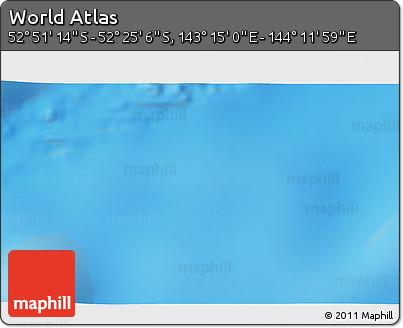 Shaded Relief 3D Map of the Area around 52° 38' 10" S, 143° 43' 29" E