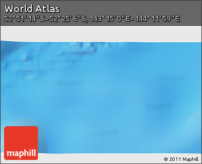 Shaded Relief 3D Map of the Area around 52° 38' 10" S, 143° 43' 29" E